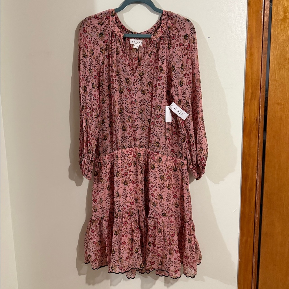 Velvet by Graham & Spencer Pink Floral Long Sleeve Dress